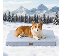 COZY KISS Cama Refrescante Perros Grandes L, Q-MAX>0.4 Cojín Ortopédico Transpirable Espuma Gel, Colchón Lavable Jaula, Funda Desmontable, Antideslizante, 91x69x7.5cm, Azul Claro