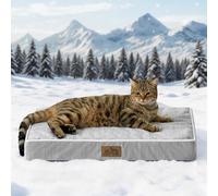 COZY KISS Cama Refrescante Perros Pequeños S, Q-MAX>0.4 Cojín Ortopédico Transpirable Espuma Viscoelástica Gel, Alfombrilla Lavable Jaula, Funda Desmontable, Antideslizante, 61x41x7.5cm, Gris Plata