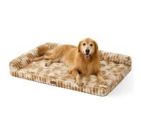 COZY KISS Cama Sofá Ortopédica para Perros Extra Grande XXL, Sofá De Pelo Sintético Lavable para Perros Grandes, Cama Antideslizante con Cubierta Impermeable, Suave, 122x89x19cm, Marrón Tie-Dye
