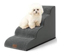COZY KISS Escalera para Perros Pequeños, Escaleras para Mascotas de Espuma para Cama y sofá, Rampa para Gatos con Funda Lavable y Fondo Antideslizante, Ligera, 40x72x50cm, 4 Peldaños, Gris Oscuro