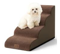 COZY KISS Escalera para Perros Pequeños, Escaleras para Mascotas de Espuma para Cama y sofá, Rampa para Gatos con Funda Lavable y Fondo Antideslizante, Ligera, 40x72x50cm, 4 Peldaños, Marrón