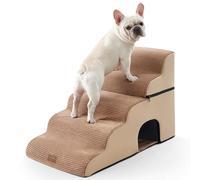 COZY KISS Escaleras Anchas para Perros con túnel de 19.7" de Ancho, escalón Grande Desmontable de Espuma para Perros pequeños, Cachorros o Gatos(Marrón Claro, 50x83x57cm-Agujero, 5.0)