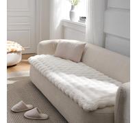 COZY KISS Funda de Sofá Lavable de Felpa de Conejo, para Sofá, Asiento de Coche o Cama, Tapete a Prueba de Orina para Gatos, Antideslizante Suave y Cálida, 70x210cm, Beige