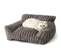COZY KISS Gran Cama para Gato Diseño de Cuerda 65x44x30cm, Cama Ortopédica para Perro Pequeño, Sofá para Mascotas para Gatos y Perros Pequeños, Antideslizante y Lavable, Gris