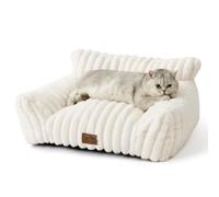 COZY KISS Gran Cama para Gato Diseño de Cuerda 65x44x30cm, Cama Ortopédica para Perro Pequeño, Sofá para Mascotas para Gatos y Perros Pequeños, Antideslizante y Lavable, Crema