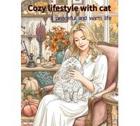 Cozy lifestyle with cat: a peaceful and warm life (adult coloring book for women)
