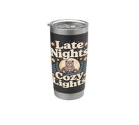 Cozy Lights Bear con chocolate caliente hasta altas horas de la noche Vaso térmico de acero inoxidable de doble pared