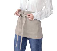 COZY LINEN Delantal de Lino Natural con Bolsillos | Delantal Corto para Hombres y Mujeres, Lazos Ajustables