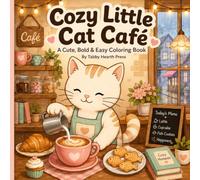 Cozy Little Cat Café: A Cute and Cozy Cat Cafe Coloring Book with Coffee, Pastries, Books, Kittens, and Relaxing Cafe Scenes