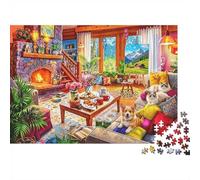Cozy Living Room 1000 Pieza Jigsaw Puzzle Recycled Paper Home Pets Adult Jigsaws Impossible Hard Difficult Challenging Alivia la Demencia Senil Fun 52x38cm/1000pcs