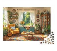 Cozy Living Room Puzzle 1000 Piezass Reciclado Plant Decor Puzzles for Boy & Girl Parent Child Game Props Developing para Niños y Niñas Intelligence Educational 38x26cm/1000pcs