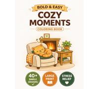 Cozy Moments Coloring Book for Adults and Teens: Bold and Easy Designs for Relaxation, Stress Relief and Calm Living, Large Print, 40+ Simple Cozy Scenes