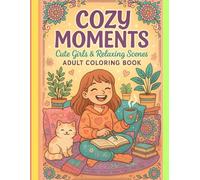 Cozy Moments: Cute Girls & Relaxing Scenes Adult Coloring Book: 50 Whimsical Line Art Illustrations Featuring Cozy Rooms, Cute Girls, Cats, Plants, ... Patterns for Stress Relief and Creativity