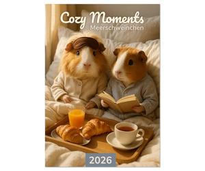 Cozy Moments - Meerschweinchen Kalender (Wandkalender 2026 DIN A4 hoch), CALVENDO Monatskalender: Ein Jahr mit kleinen Kuschelhelden