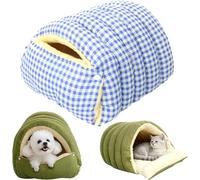 Cozy Monster Cat Bed, Cozy Monster Cat Blanket, 2026 New Pet Cave For Indoor Cats, Winter Warm House, Removable and Washable Dual-Purpose and Small Dog Nests(Blue Grid,S:45 * 30 * 19cm)