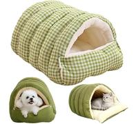 Cozy Monster Cat Bed, Cozy Monster Cat Blanket, 2026 New Pet Cave For Indoor Cats, Winter Warm House, Removable and Washable Dual-Purpose and Small Dog Nests(Green Grid,S:45 * 30 * 19cm)