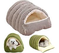 Cozy Monster Cat Bed, Cozy Monster Cat Blanket, 2026 New Pet Cave For Indoor Cats, Winter Warm House, Removable and Washable Dual-Purpose and Small Dog Nests(Coffee Grid,S:45 * 30 * 19cm)