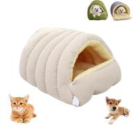 Cozy Monster Cat Bed, Indoor Cat Bed, Cats Cave Tent with Removable Cushion, Cute Soft Warm Calming Plush Kitten Dog Pet Cave Nest (Light Beige,22.44 * 14.5 * 11in)