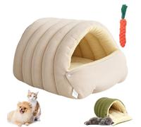 Cozy Monster Cat Bed, Indoor Cats Bed - Cave Style Cozy Hideaway, Cat Cave Tent with Removable Cushion, for Cats, Small Dogs (Beige,M:45 * 30 * 19cm)