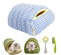 Cozy Monster Cat Bed, Pet Cave for Indoor Cats, Soft Plush Winter Closed-Off Cave House, Pet Sleeping Removable Washable Pad Bags for Pets for Kittens and Small Dogs (D,M)