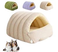 Cozy Monster Cat Bed, Pet Indoor Cave for Cats, Cats Cave Tent with Removable Cushion, Warm Cat Bed for Winter, Snuggle Season Just Got Fluffier for Pets (Beige,M)