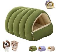 Cozy Monster Cat Bed, Pet Indoor Cave for Cats, Cave Style Cozy Hideaway with Removable Washable Cover & Anti-Slip Base, Removable and Washable,for Cats Small Dogs (Green,L)