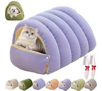 Cozy Monster Cat Bed,Soft and Warm Cats House Tent Beds,Cozy Warming Anti-Slip Fluffy Pet Bag,with Removable Washable Cushion & Anti-Slip Base,For Cats & Small Dogs (Purple, M)