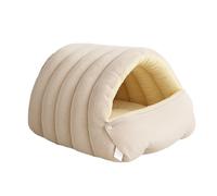 Cozy Monster Cat Bed, Warm Enclosed Cat Cave Bed with Removable Cushion, Cozy Pet House for Indoor Cats, Small Dogs, Winter Home (Off-White,45 * 37 * 28cm)