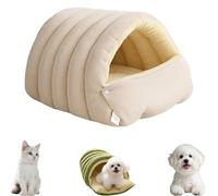 Cozy Monster Cat Bed - Winter Warm Cat Sleeping Bag, Removable Cushion, Machine-Washable, Plush Cave for Indoor Cats & Small Dogs, Cozy Nest (Light Beige,L)