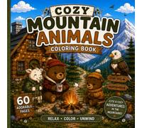 Cozy Mountain Animals Coloring Book: 50 Cute Mountain Adventures with Bears, Goats, Eagles, Deer, Campfires, Cabins, Hiking Trails and Forest Friends for Kids Ages 4-8