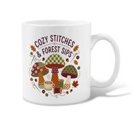 Cozy Mushroom And Sewing Hobby - Taza de café de cerámica, 325 ml