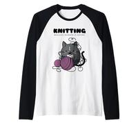 Cozy Mystery Black Cat Knitting Because Murder is Wrong Camiseta Manga Raglan