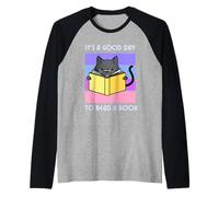 Cozy Mystery Cat Crime Es un Buen día para Leer Camiseta Manga Raglan