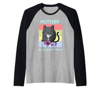 Cozy Mystery Pottery Because Black Cat y jarrón para alfareros Camiseta Manga Raglan