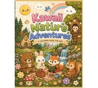 Cozy Nature Coloring Book for Kids: 24 Cute Kawaii Scenes with Woodland Animals, Rivers, Mountains, Birds, Flowers, and Outdoor Adventures for Ages 4-9