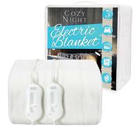 Cozy Night Manta eléctrica tamaño Super King con 3 ajustes de calor, doble control, manta interior de poliéster de lujo, lavable a máquina, protección contra sobrecalentamiento (182 x 200 cm, Super