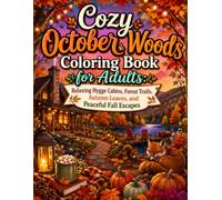 Cozy October Woods Coloring Book for Adults: Relaxing Hygge Cabins, Forest Trails, Autumn Leaves, and Peaceful Fall Escapes