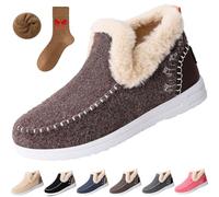 Cozy Orthopedic Fleece Slip-On Boots,Women's Warm Plush Lined Non-Slip Flat Shoes,Comfort Warm Ankle Boots Outdoor (Coffee, Adulto, Adulto, Mujer, 43, Números, Sistema tallas calzado EU, mediano)