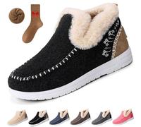 Cozy Orthopedic Fleece Slip-On Boots,Women's Warm Plush Lined Non-Slip Flat Shoes,Comfort Warm Ankle Boots Outdoor (Black, Adulto, Adulto, Mujer, 45, Números, Sistema tallas calzado EU, mediano)