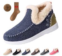 Cozy Orthopedic Fleece Slip-On Boots,Women's Warm Plush Lined Non-Slip Flat Shoes,Comfort Warm Ankle Boots Outdoor (Blue, Adulto, Adulto, Mujer, 45, Números, Sistema tallas calzado EU, mediano)