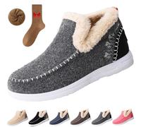 Cozy Orthopedic Fleece Slip-On Boots,Women's Warm Plush Lined Non-Slip Flat Shoes,Comfort Warm Ankle Boots Outdoor (Gray, Adulto, Adulto, Mujer, 36, Números, Sistema tallas calzado EU, mediano)