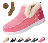 Cozy Orthopedic Fleece Slip-On Boots,Women's Warm Plush Lined Non-Slip Flat Shoes,Comfort Warm Ankle Boots Outdoor (Pink, Adulto, Adulto, Mujer, 38, Números, Sistema tallas calzado EU, mediano)