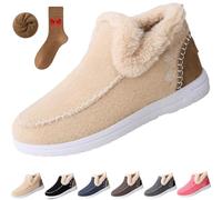 Cozy Orthopedic Fleece Slip-On Boots,Women's Warm Plush Lined Non-Slip Flat Shoes,Comfort Warm Ankle Boots Outdoor (Apricot, Adulto, Adulto, Mujer, 36, Números, Sistema tallas calzado EU, mediano)