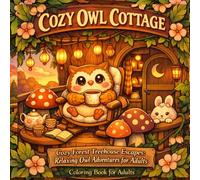 Cozy Owl Cottage Coloring Book: Picturesque Scenes of Treehouses to De-Stress with: 40+ Unique Cottagecore Pictures of Adorable Animals, Cozy Backdrops and Easy-to-Colored Pages