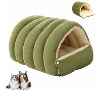 Cozy Pet Cave Bed,Hideaway Pet Bed,Dog Bed with Cover Cave,Cat House, Cozy & Soft Plush, Anti-Slip &Durable,for Small Dogs, Dog Bed (Green,L(22.4 Inch))