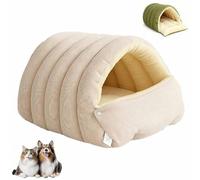Cozy Pet Cave Bed,Hideaway Pet Bed,Dog Bed with Cover Cave,Cat House, Cozy & Soft Plush, Anti-Slip &Durable,for Small Dogs, Dog Bed (Beige,L(22.4 Inch))