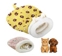 Cozy Pet Nest for Cats and Dogs, Cat Sleeping Bag for Indoor Dogs Autumn Winter with Pillow, Soft Plush Cute Pet Cave Beds (Yellow,14 * 18in)