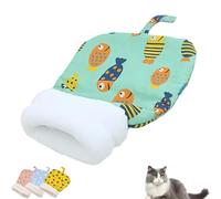 Cozy Pet Nest for Cats and Dogs, Soft Plush Cat Dog Sleeping Bag with Pillow, Self Warming Small Pet Bed, Portable Indoor Cat Cave for All Seasons (Verde, 45 x 55 cm)