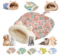Cozy Pet Nest for Cats and Dogs, Soft Plush Self-Warming Feline Puppy Hideaway Sleeping Bag, 360° Security Semi-Enclosed Washable Handwoven Portable Pets Bed