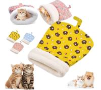 Cozy Pet Nest for Cats and Dogs, Thrivenget Cozy Pet Nest, Soft Cat Dog Sleeping Bag, Portable Pets Nests, 2025 New Cat Sleeping Bag, For All Seasons Indoors (Yellow, M 14 * 24inch (For Small Cats))